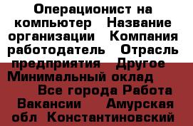 Операционист на компьютер › Название организации ­ Компания-работодатель › Отрасль предприятия ­ Другое › Минимальный оклад ­ 19 000 - Все города Работа » Вакансии   . Амурская обл.,Константиновский р-н